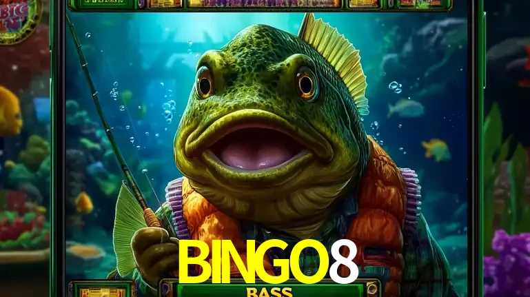 Personagem de peixe pescador do popular jogo de slot com tema de pescaria, uma das emocionantes opções de caça-níqueis para jogar e ganhar no cassino BINGO8.