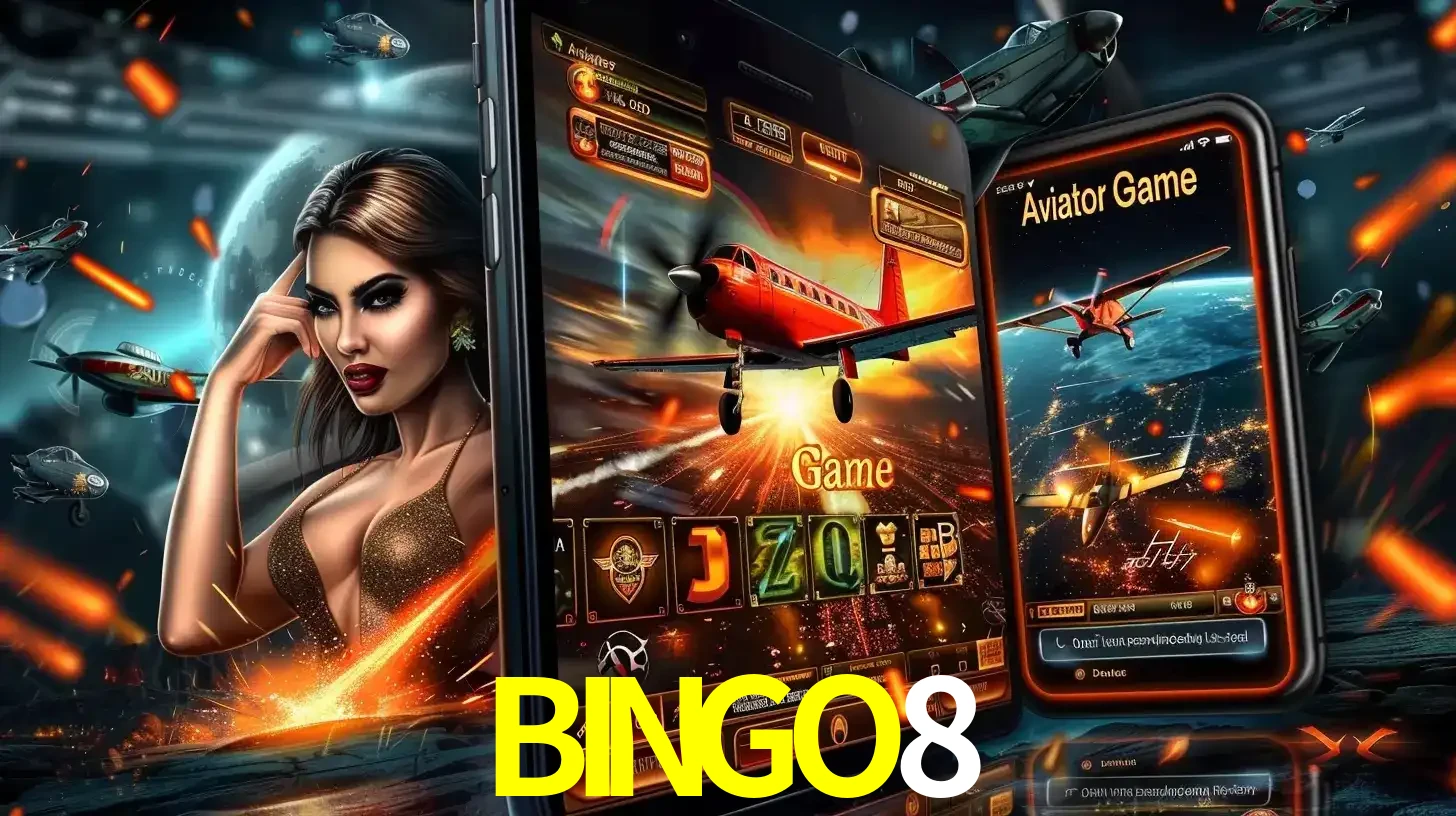 Mulher estilosa cercada por telas que exibem a jogabilidade do Aviator, capturando a intensidade e a estratégia deste popular crash game oferecido pelo BINGO8.